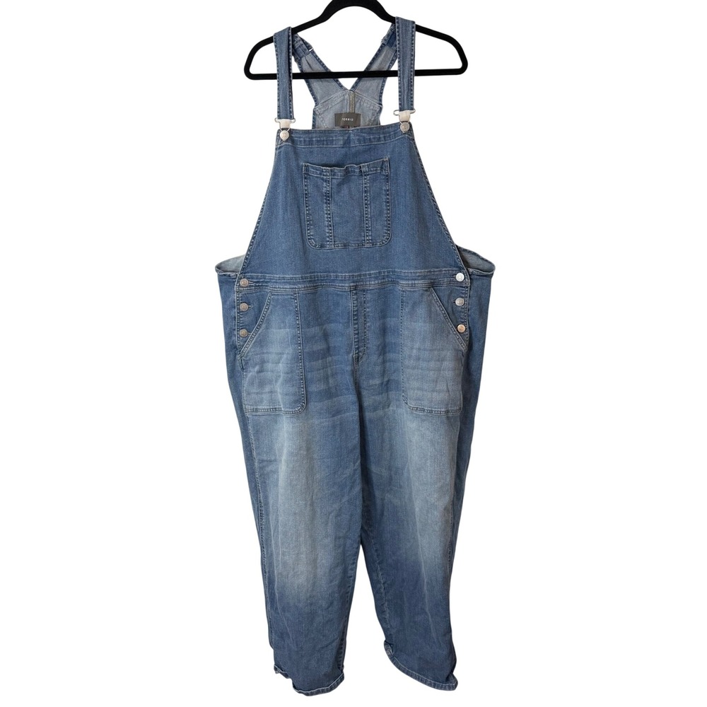 Torrid Womens Straight Leg Overalls 22R Blue Stretch Plus Size 44440711